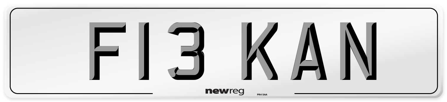 F13 KAN Number Plate from New Reg